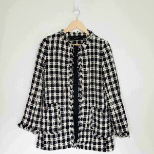 Zara Monochrome Tweed Blazer